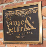James & Jeffrey Antiques Bronze Landmark Sign