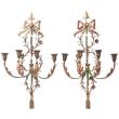 Pair of Italian Painted and Gilded Iron Foliate Sconces
