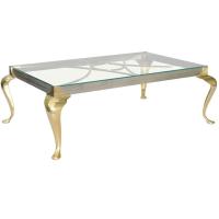 Polished Steel and Brass Coffee Table on Cabriole Legs by 