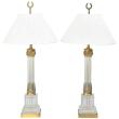 Pair of Fluted Glass Column Lamps